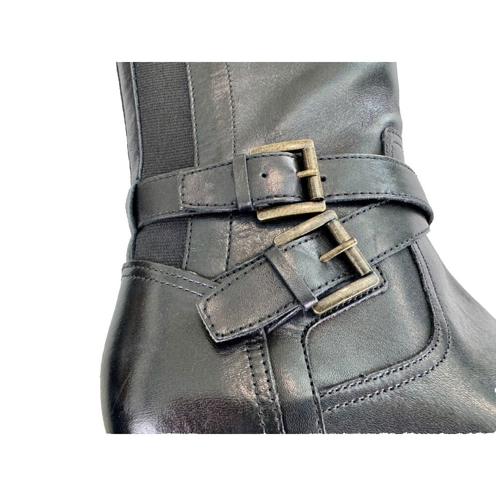Marc Fisher Women’s‎ Tall Riding Boots Black W/ Brown Leather Buckle Zip Size 8M - Picture 9 of 12